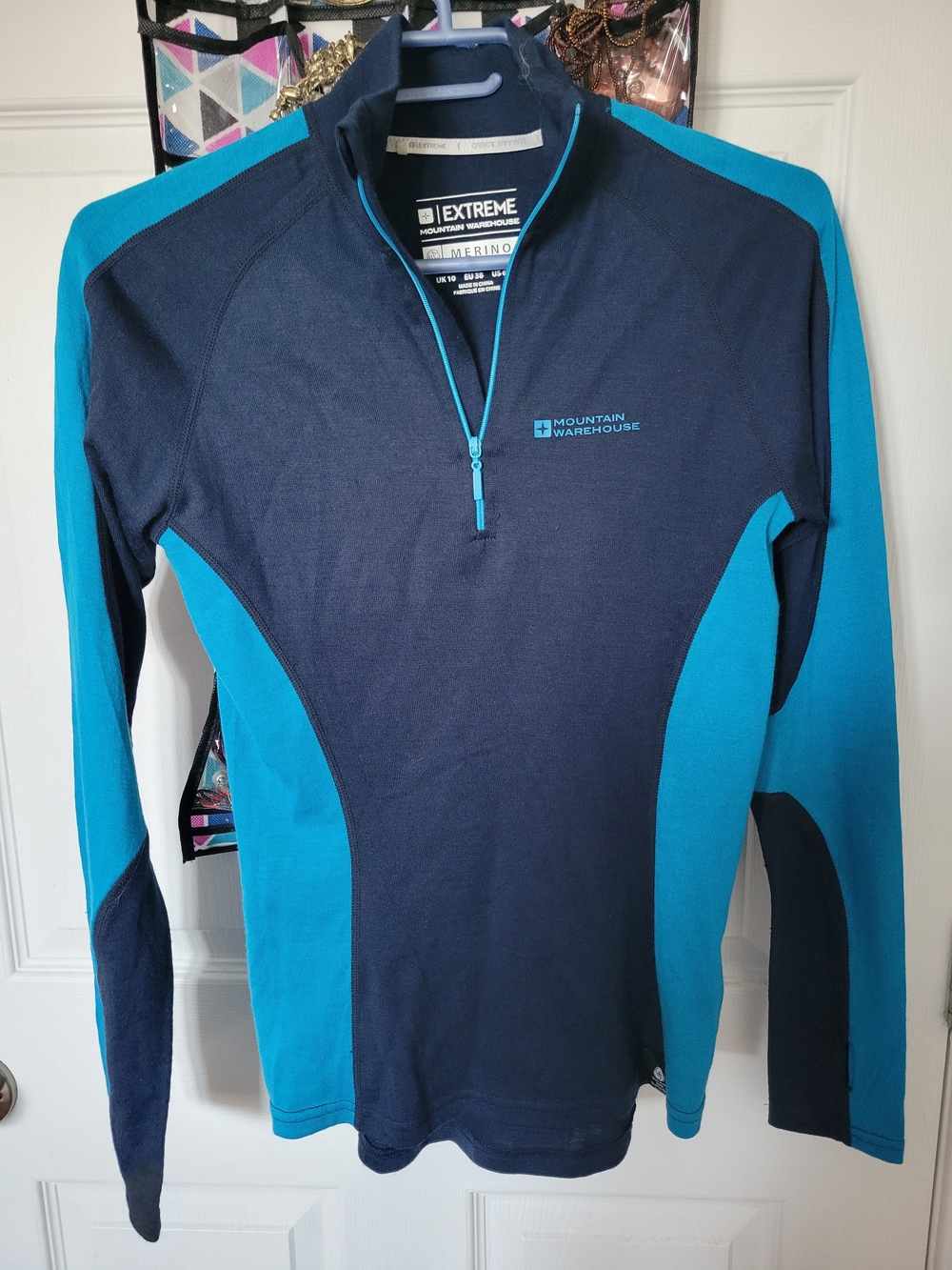 Mountain Warehouse Women's Navy & Teal Merino Blend Half-Zip Top